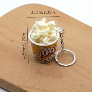 Creative Simulation Popcorn Keychain Pendant Mini Food Student Couple Ornament Exhibition Cinema Gift