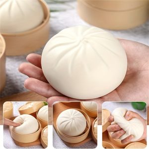 Soft Bun Stress Relief Ball, Steamer Box+Bun Toys, Suitable for Adults, Children, Boys And Girls Stress Relief Toys, White Steam Filled Buns, Birthday Gifts, Parties, Etc