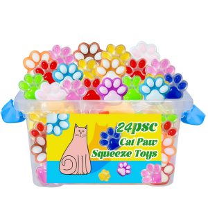 24pcs Squishy Fidget Toy Cat Paws Mochi Toys - Mixed Color, Relax for Party Favors, Classroom Prizes, Birthday Gift, Goodie Bag Stuffers, Random Style
