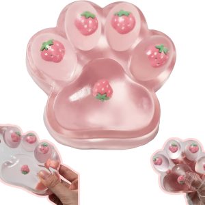 New Large Strawberry Cat Paw Squeeze Toy - Cute TPR Material, Mixed Colors, Perfect for Office & Leisure, Ideal Gift for Halloween, Christmas, New Year, Birthdays & Holiday Parties, Cat Toy, Carnival Prizes