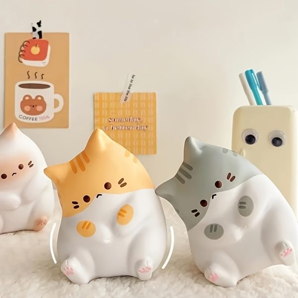 3pcs Cute Cartoon Cat Squeeze Toys - Soft Slow-Rebounding Elastic Relax Toys with Assorted Colors & Cute Patterns, Durable Plush Material for Kids & Adults, Perfect Halloween Christmas Gifts, Playful Design