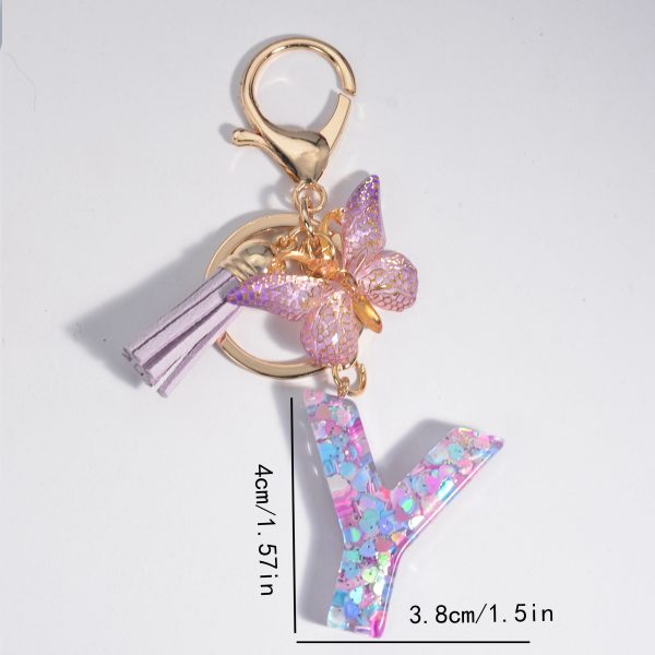 Butterfly Letter Keychain Pendant Key Chain, Girls Accessories, School Bag Pendant