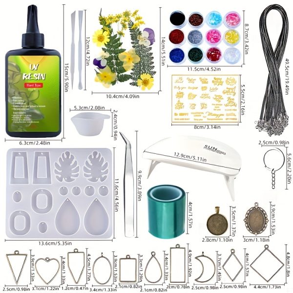 129pcs/set UV Resin Jewelry Making Kit, 100g Clear Resin with Light and Molds, DIY Jewelry Making Resin Kit, Resin Starter Kit for Keychain and Earring Making