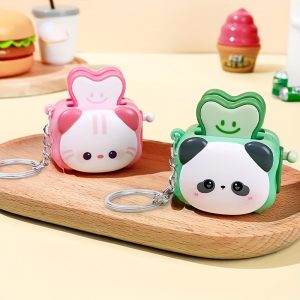 Bouncing decompression keychain, panda brown bear cat simulation bread machine pendant, small animal decompression keychain, bag pendant, car key pendant, indoor decoration, suitable for gift giving, birthday, holiday, anniversary gifts