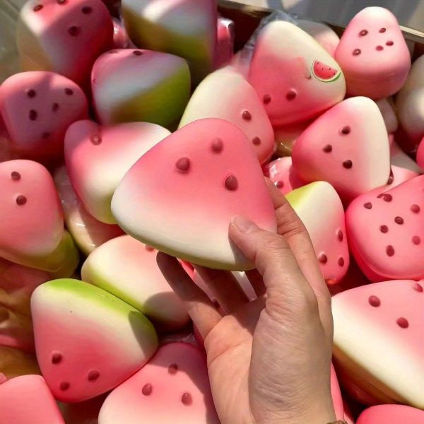 Watermelon Squishy Toy - Soft Slow-Rebound Sensory Fidget Toy for Relax, Durable TPU Material with Realistic Seeds, Mixed Colors for Summer Fun & Relaxation, Watermelon Themed Items, Therapeutic Play, Playful Design, Thermoplastic Polyurethane