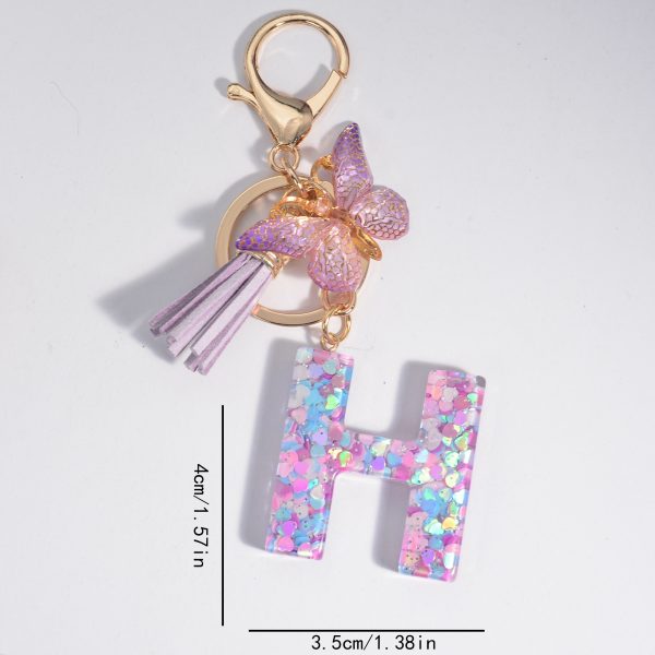Butterfly Letter Keychain Pendant Key Chain, Girls Accessories, School Bag Pendant