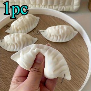 1pc Mini Dumpling Keychain - Cute Food-Themed Stress Relief Fidget Toy with Snap Closure, Mixed Colors, Perfect Gift for Food Lovers, Dumpling Accessories