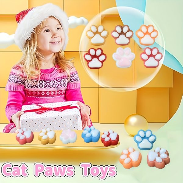 24pcs Squishy Fidget Toy Cat Paws Mochi Toys - Mixed Color, Relax for Party Favors, Classroom Prizes, Birthday Gift, Goodie Bag Stuffers, Random Style