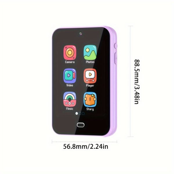 Kids Smart Phone Toy with Dual Cameras, 28 Games, Music Player, Flashlight, Alarm, Pedometer, Stories, Sight Words Learning - 8G SD Card Included, USB Charging, 7.11cm Screen, PC Material, for Ages 3-12, Boys & Girls Gift
