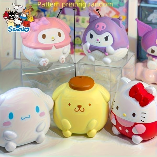 5pcs Sanrio Stress-Relief Keychains - Cute Character Designs (Purple, Pink, Yellow, White, Red) with Brown Accents, Durable Polyurethane, Perfect for Birthdays, Parties & Gifts, Party Favors | Playful Design | Durable Keychains, Cute Keychain Accessories