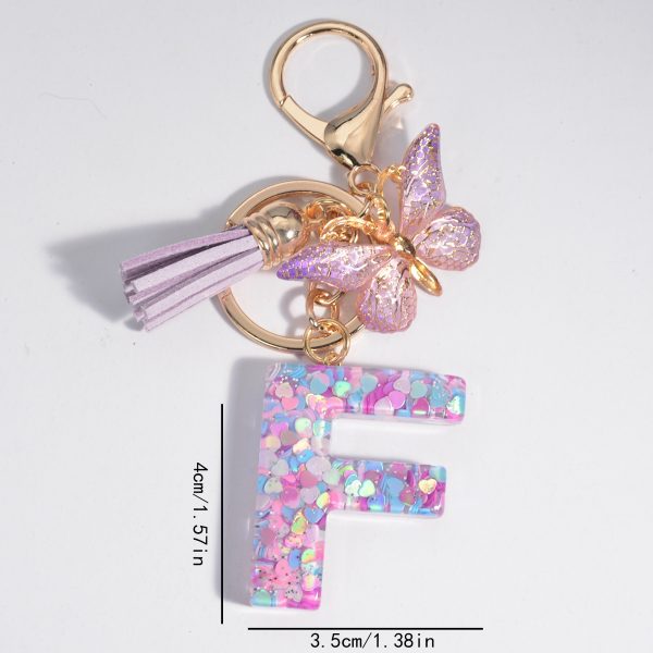 Butterfly Letter Keychain Pendant Key Chain, Girls Accessories, School Bag Pendant