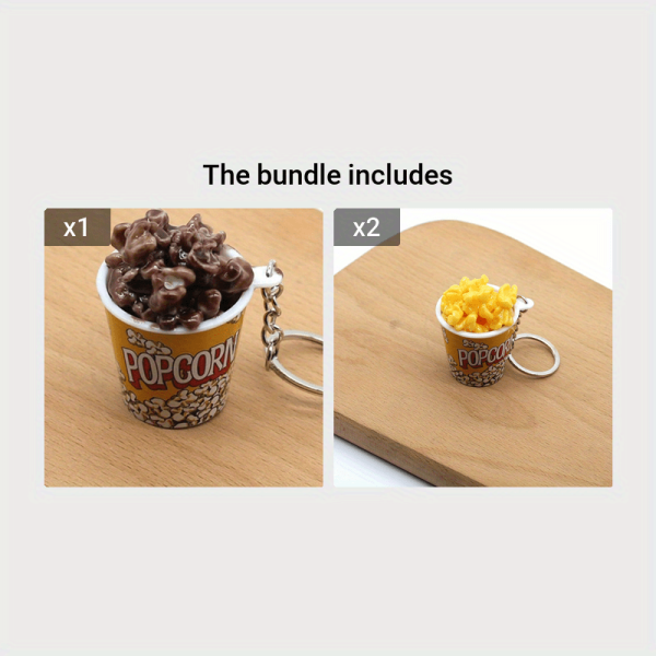 Creative Simulation Popcorn Keychain Pendant Mini Food Student Couple Ornament Exhibition Cinema Gift
