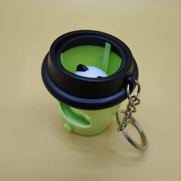 New Glowing Panda Keychain, Press-to-Illuminate Cute Milk Tea Cup Design, Suitable for Outdoor Sports, Backpack Pendant, Key Chain Hanging Decoration, Perfect for Christmas and Birthday Gifts