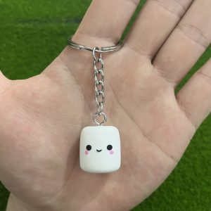 1pc Funny marshmallow keychain, Cute white marshmallow, Kawaii fashion backpack accessories car pendant, Birthday party gift, Christmas gift