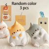 3pcs Cute Cartoon Cat Squeeze Toys - Soft Slow-Rebounding Elastic Relax Toys with Assorted Colors & Cute Patterns, Durable Plush Material for Kids & Adults, Perfect Halloween Christmas Gifts, Playful Design