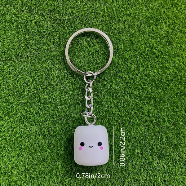 1pc Funny marshmallow keychain, Cute white marshmallow, Kawaii fashion backpack accessories car pendant, Birthday party gift, Christmas gift
